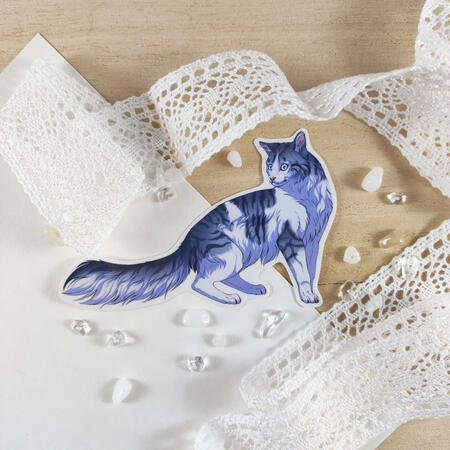 Silver Mackerel Cat Sticker